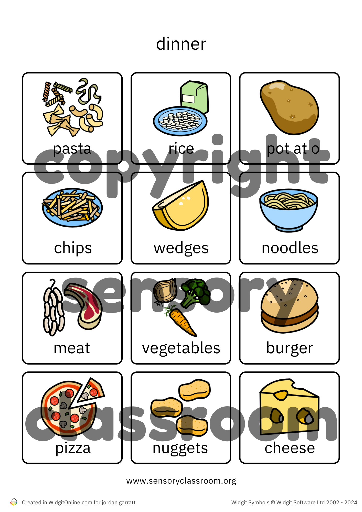 Food Symbols – Sensory Classroom Ltd