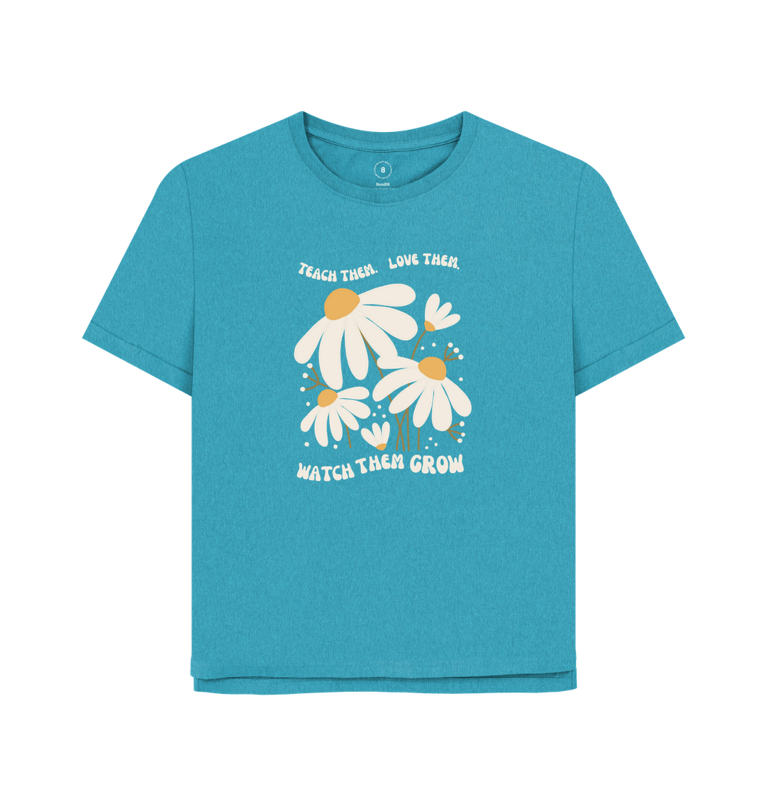 Ocean Blue Teach Them, Love Them Oversized Women's Tee