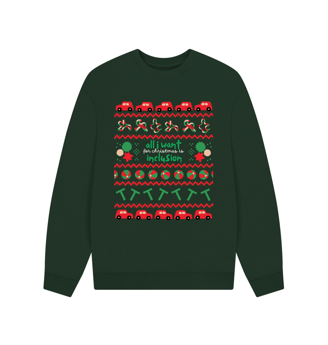 Evergreen Sensory All I want for Christmas Men's oversized sweater (dark)