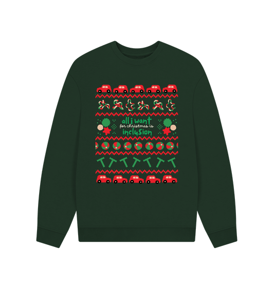 Evergreen Sensory All I want for Christmas Men's oversized sweater (dark)