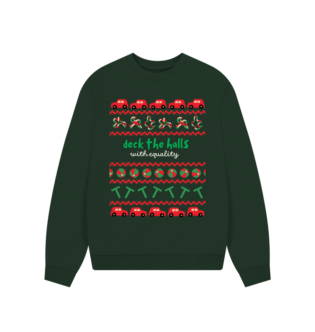 Evergreen Sensory Deck the Halls with Equality Women's oversized jumper (dark)