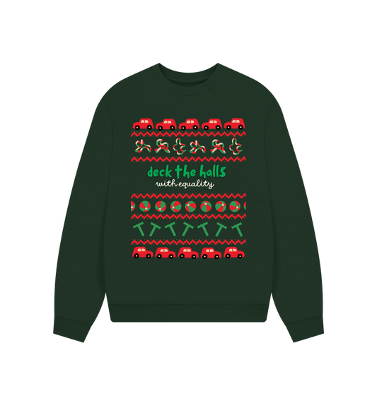 Evergreen Sensory Deck the Halls with Equality Women's oversized jumper (dark)