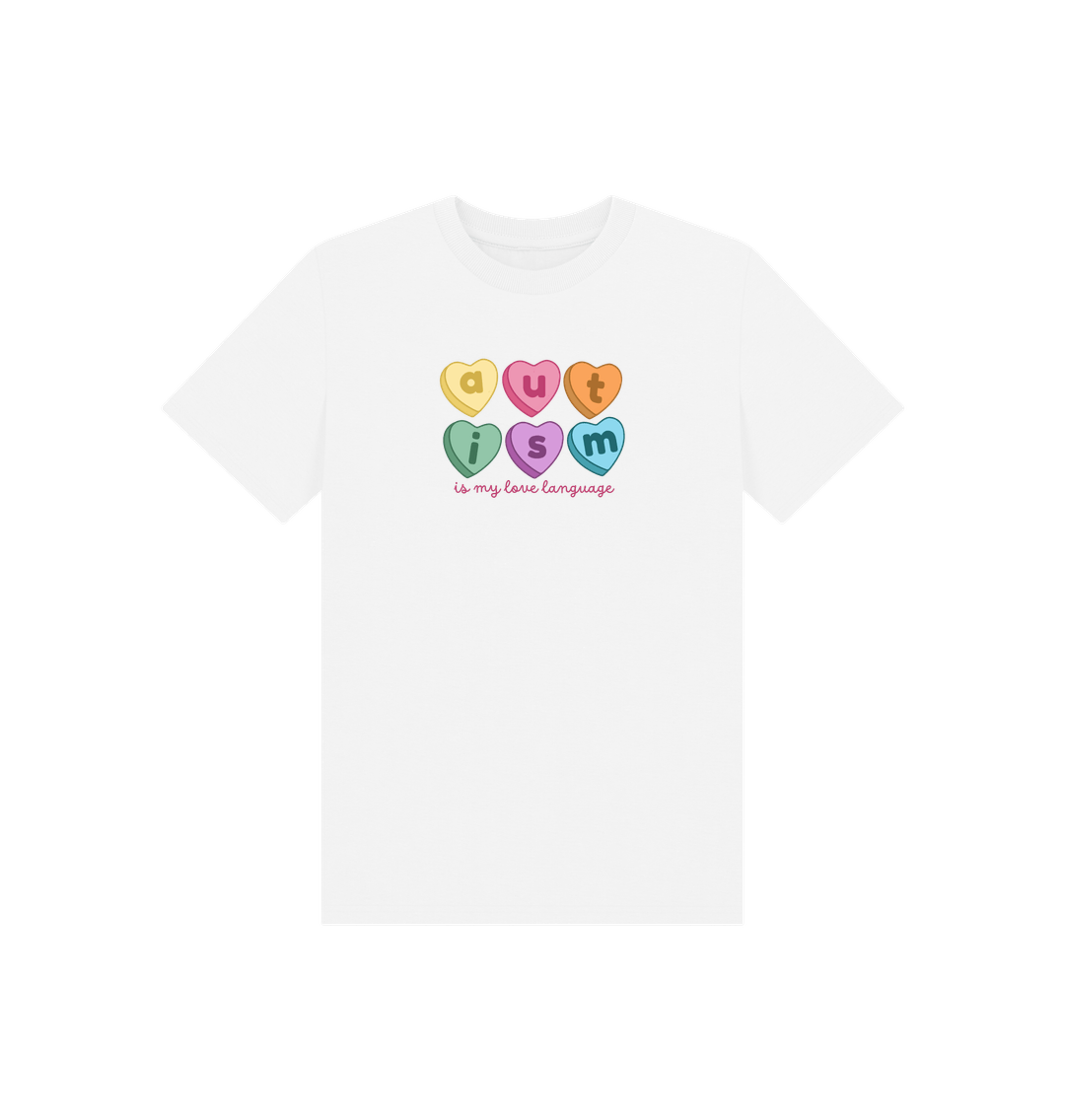 White Autism is my Love Language Kids Tee