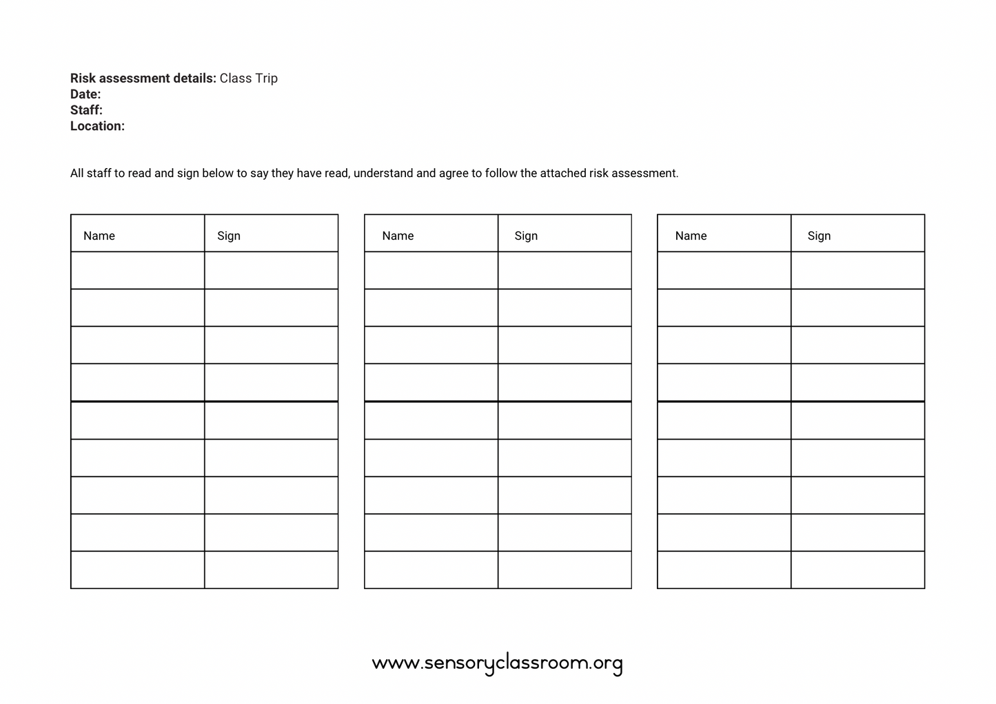 Risk Assessment Template