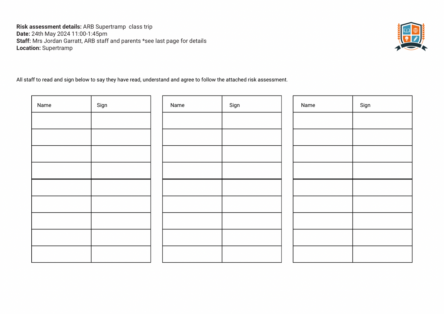 Risk Assessment Template