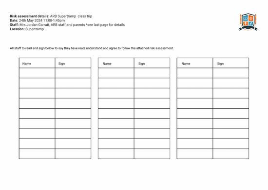 Risk Assessment Template – Sensory Classroom Ltd