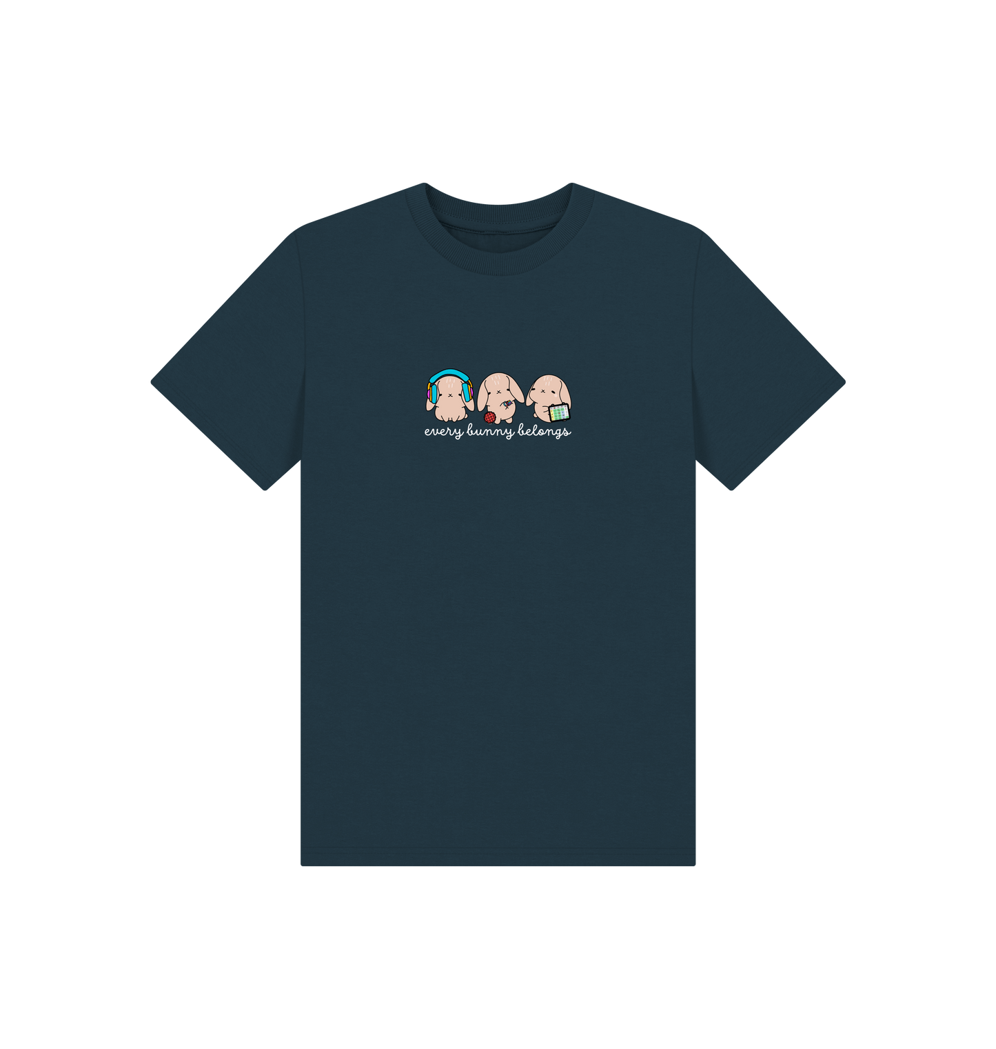 Denim Blue Printed Kids T-Shirt Front