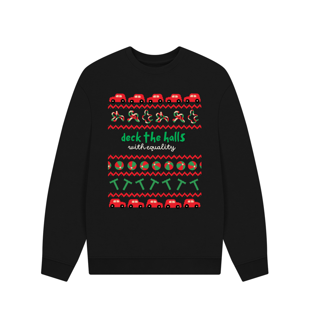 Black Sensory Deck the Halls with Equality Men's oversized sweater (dark)