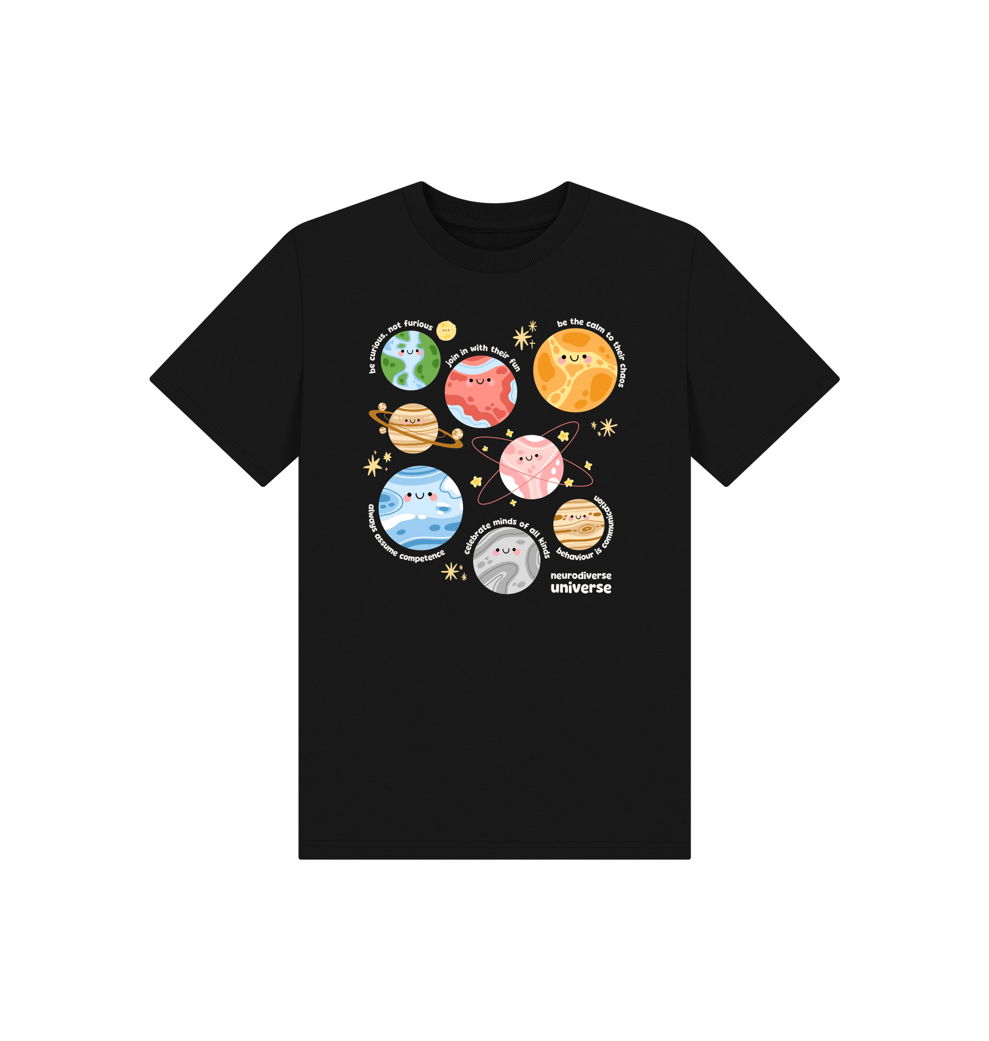 Black Printed Kids T-Shirt Front