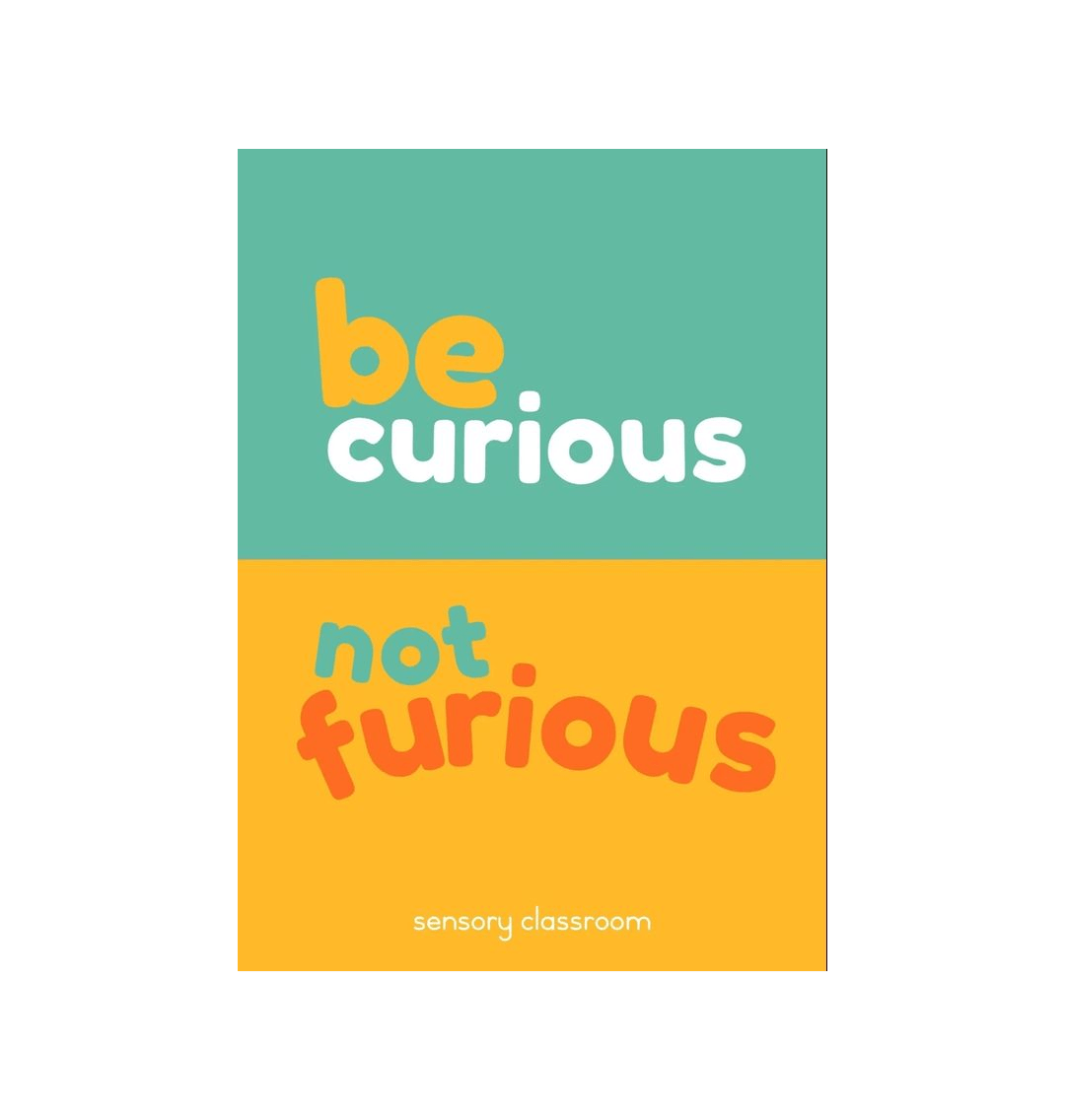 White Be Curious Not Furious postcard A6