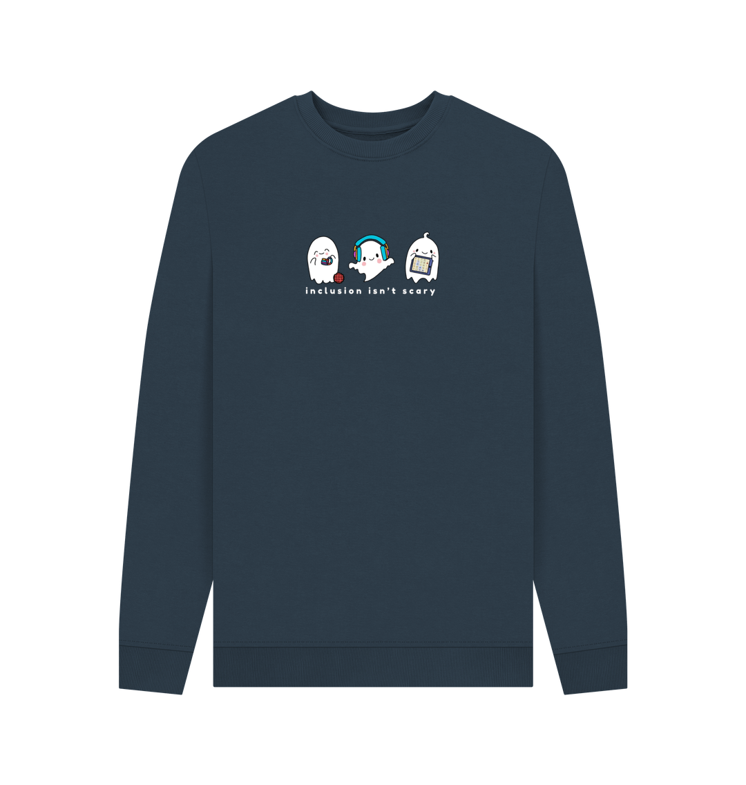 Navy Blue Printed Sweater Front