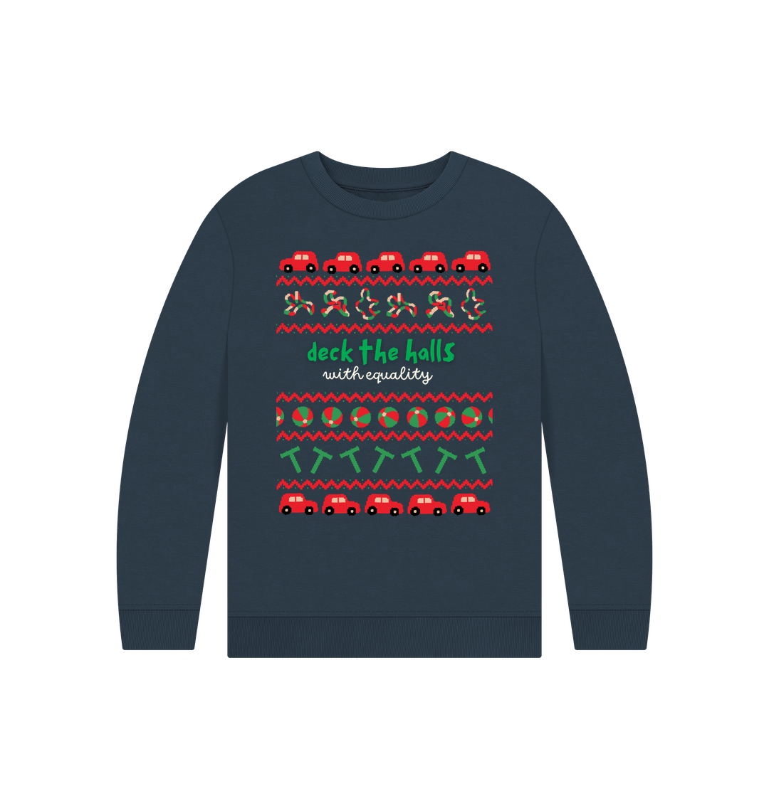 Navy Blue Sensory Deck the Halls with Equality Kids Sweater