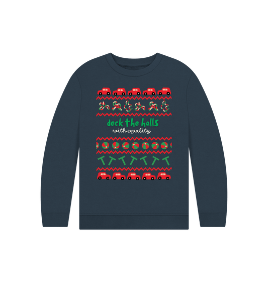 Navy Blue Sensory Deck the Halls with Equality Kids Sweater