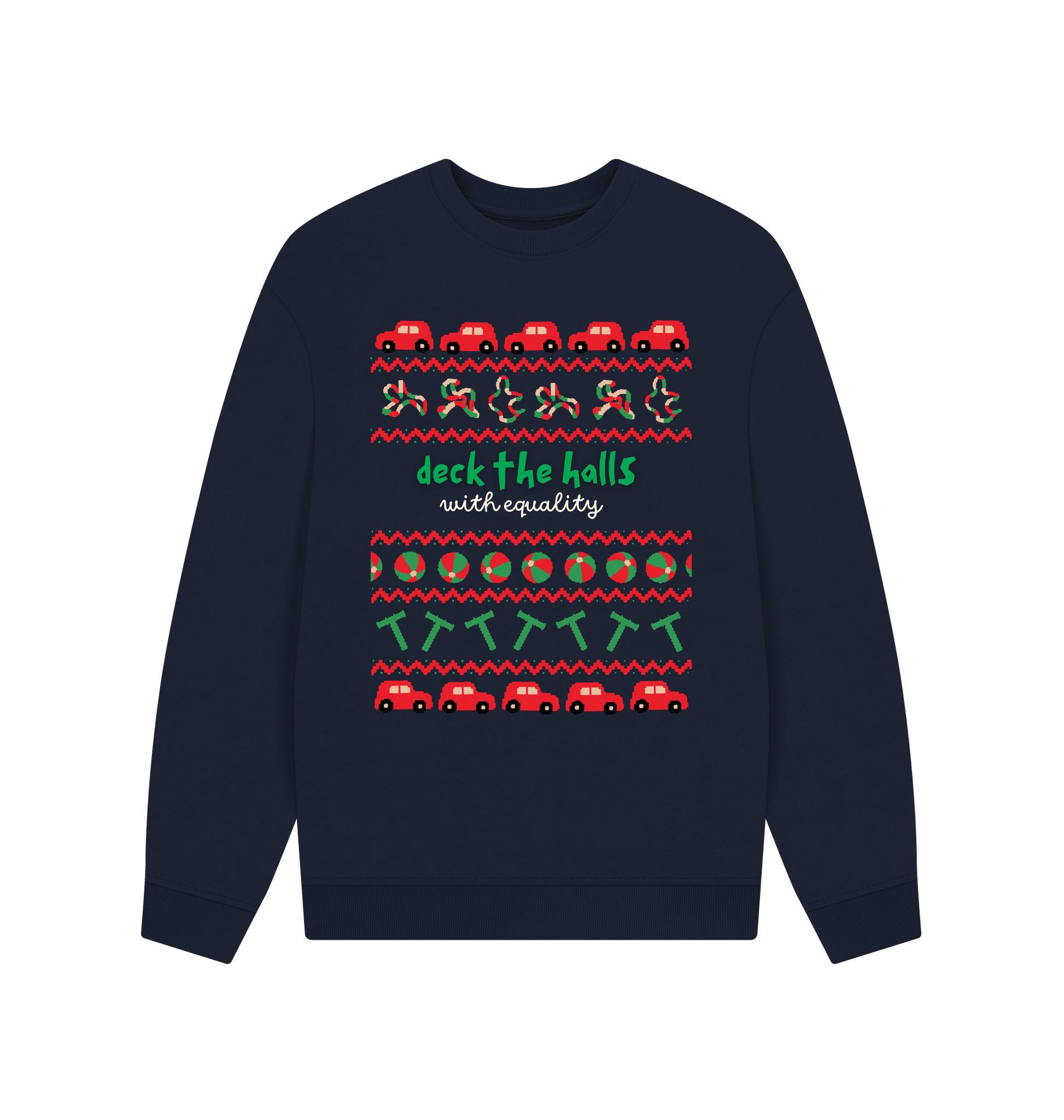 Navy Blue Printed Sweater Front