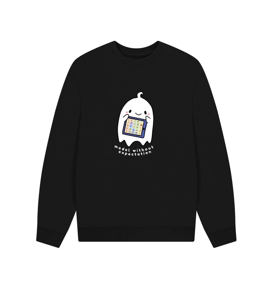 Black Printed Sweater Front