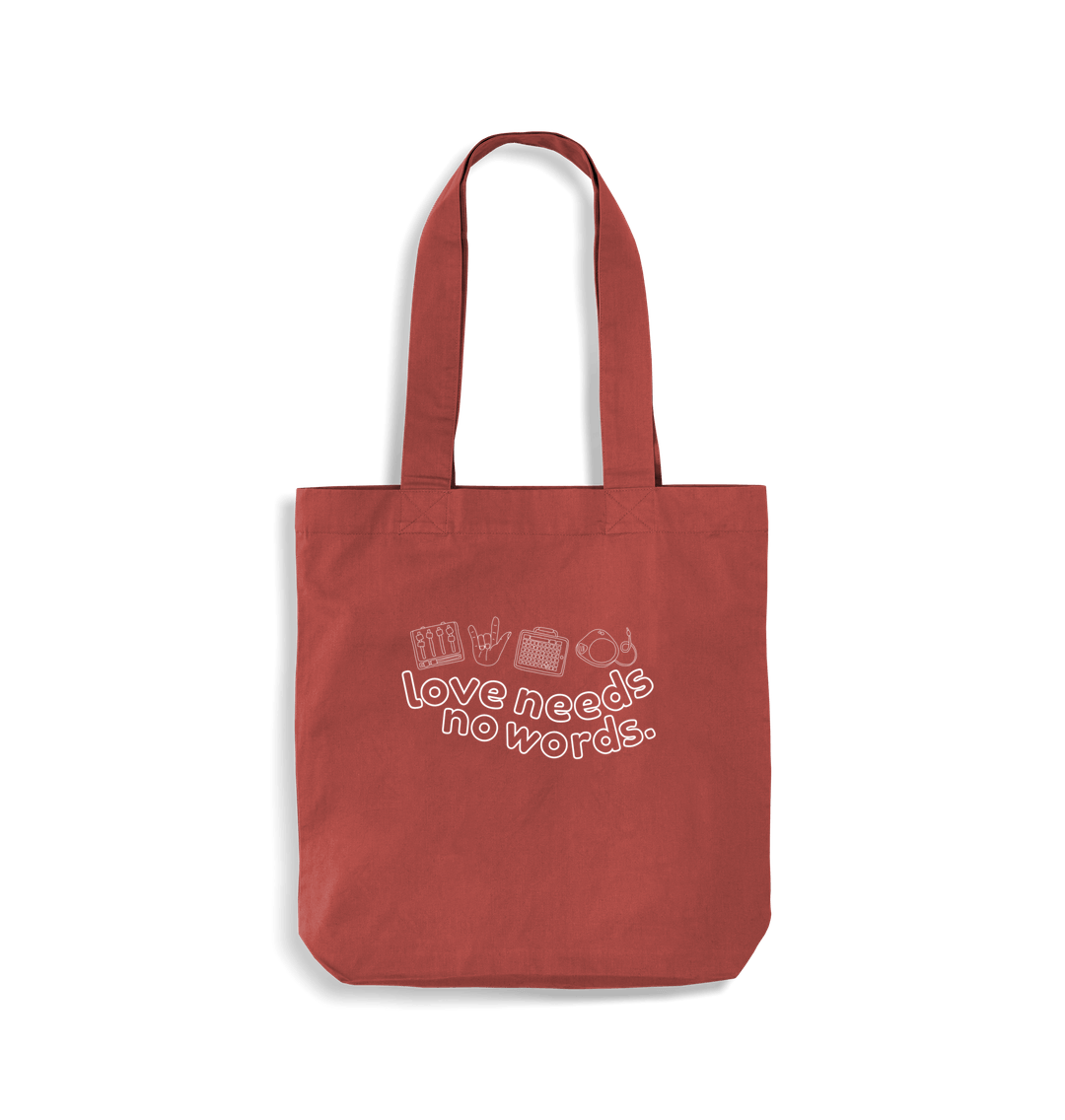 Orange Rust Love Needs No Words tote