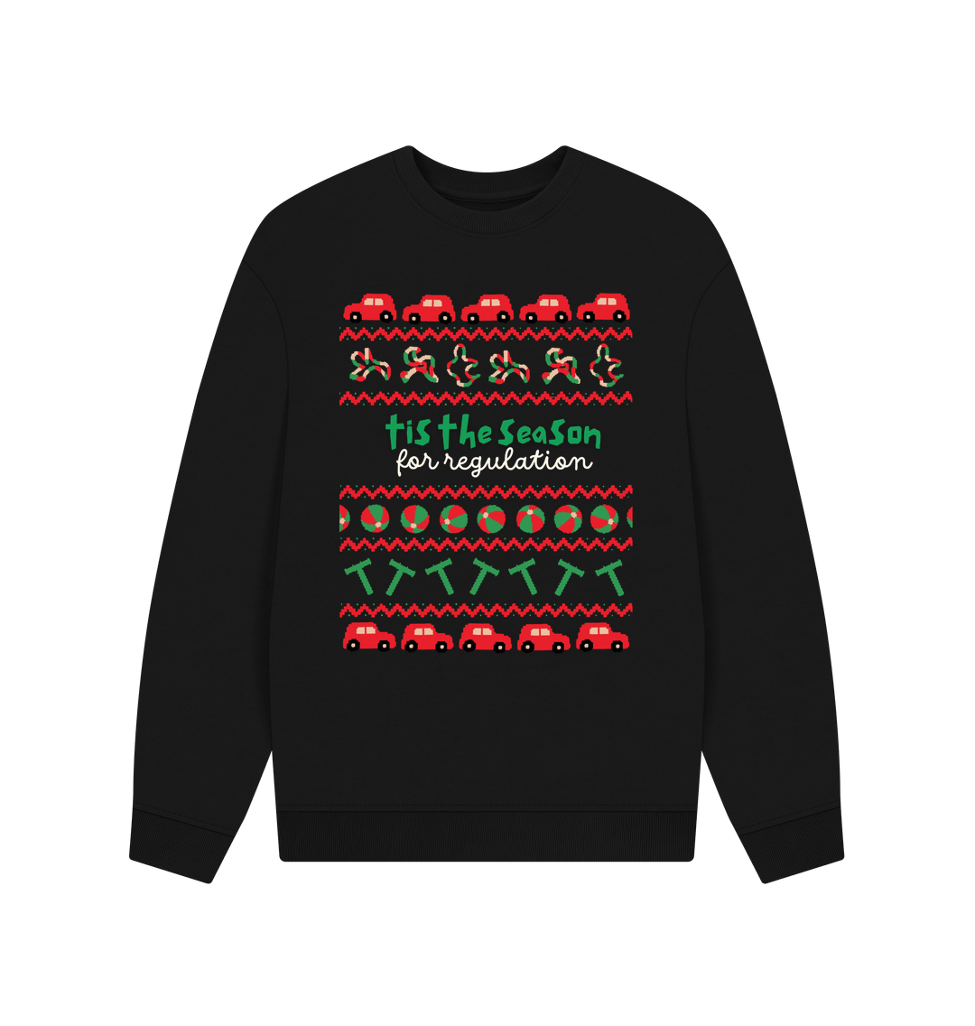 Black Sensory Tis the Season Men's Oversized Sweater (dark)