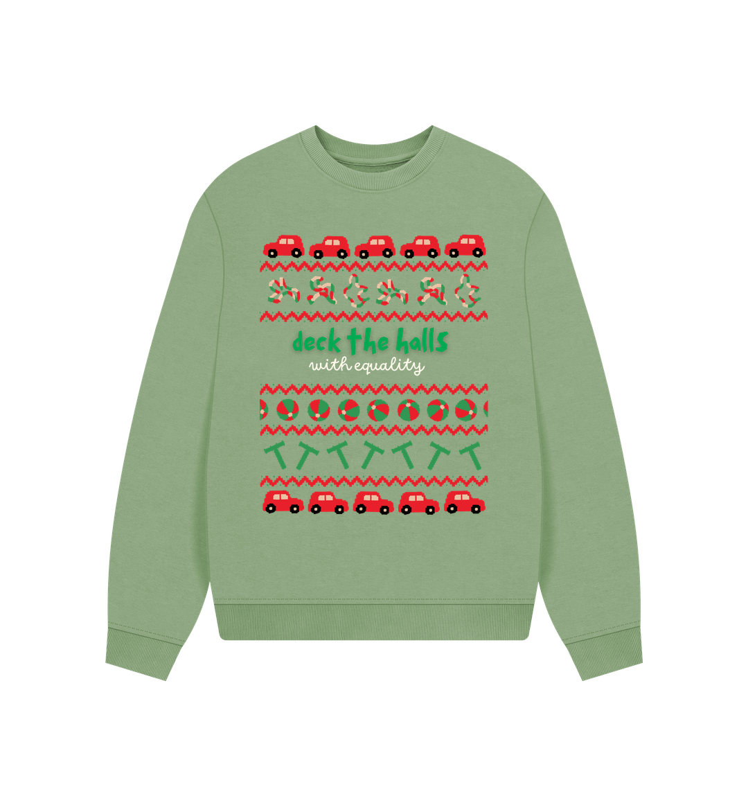 Sage Sensory Deck the Halls with Equality Women's oversized jumper (dark)