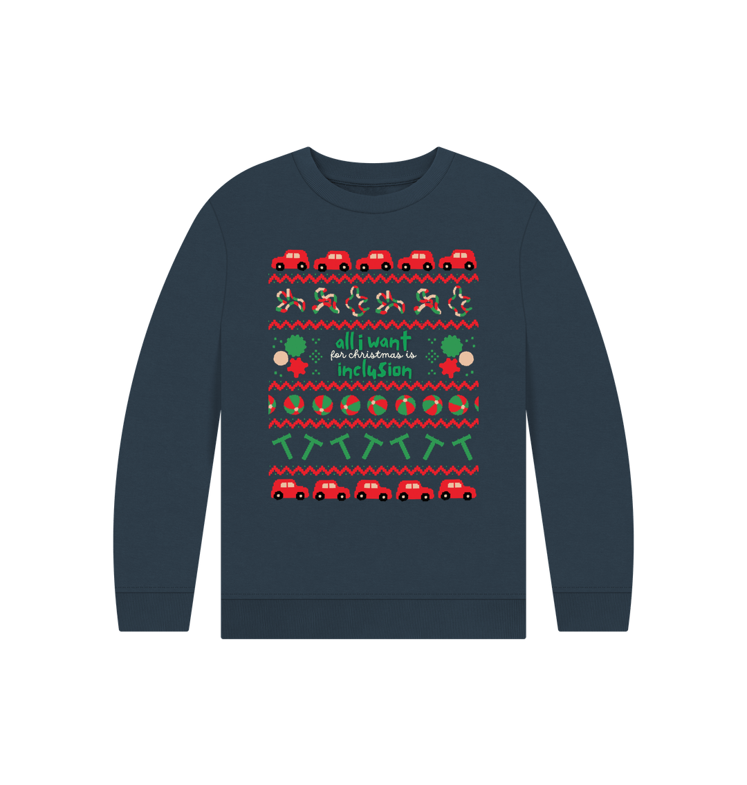 Navy Blue Sensory All I want for Christmas Kid's Sweater