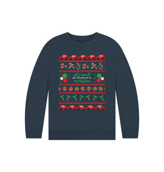 Navy Blue Sensory All I want for Christmas Kid's Sweater