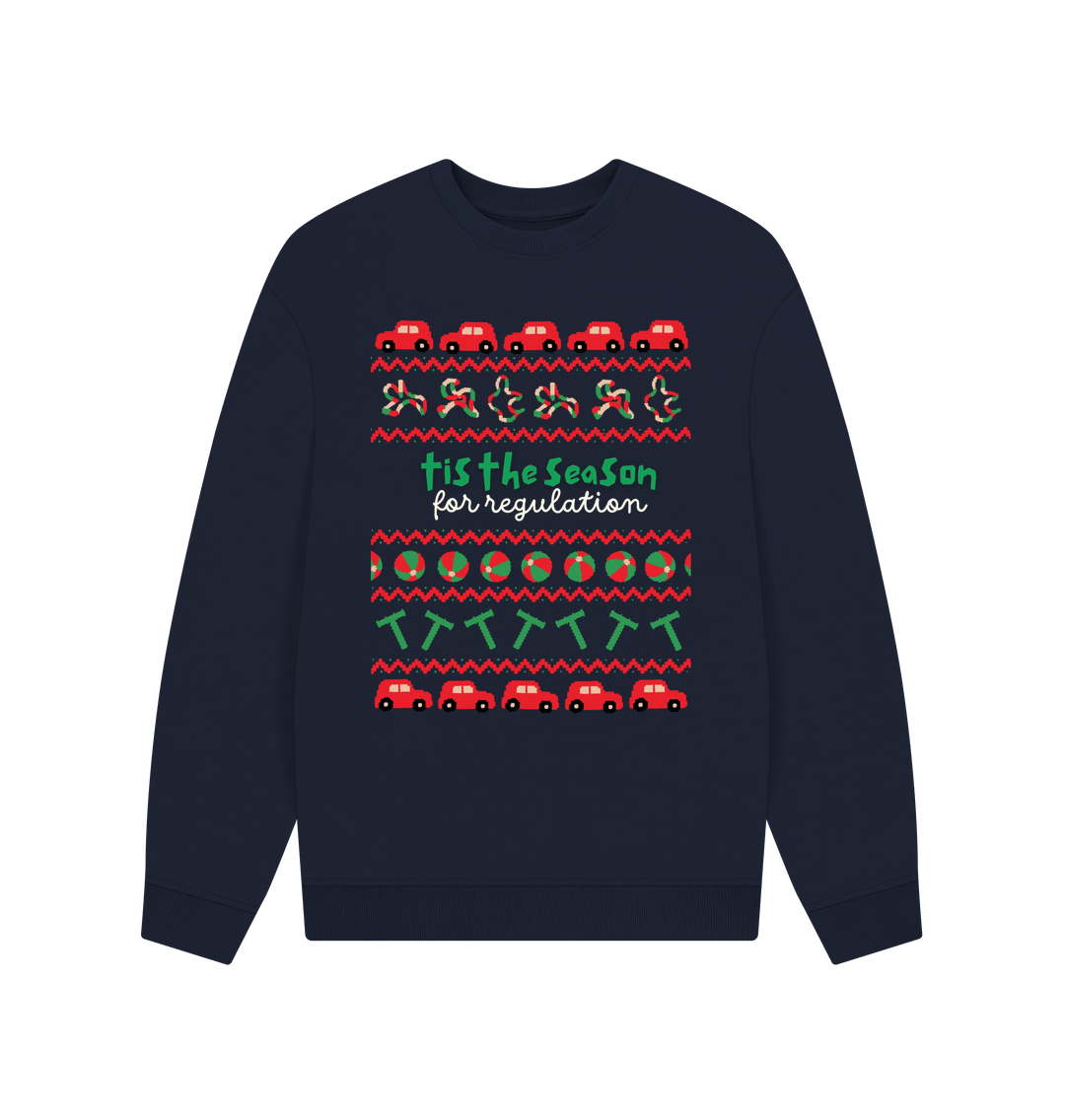 Navy Blue Sensory Tis the Season Men's Oversized Sweater (dark)