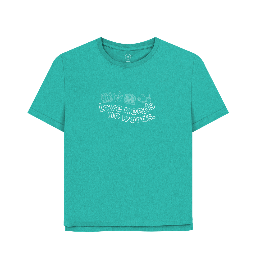 Seagrass Green Love Needs No Words Oversized Women's Tee