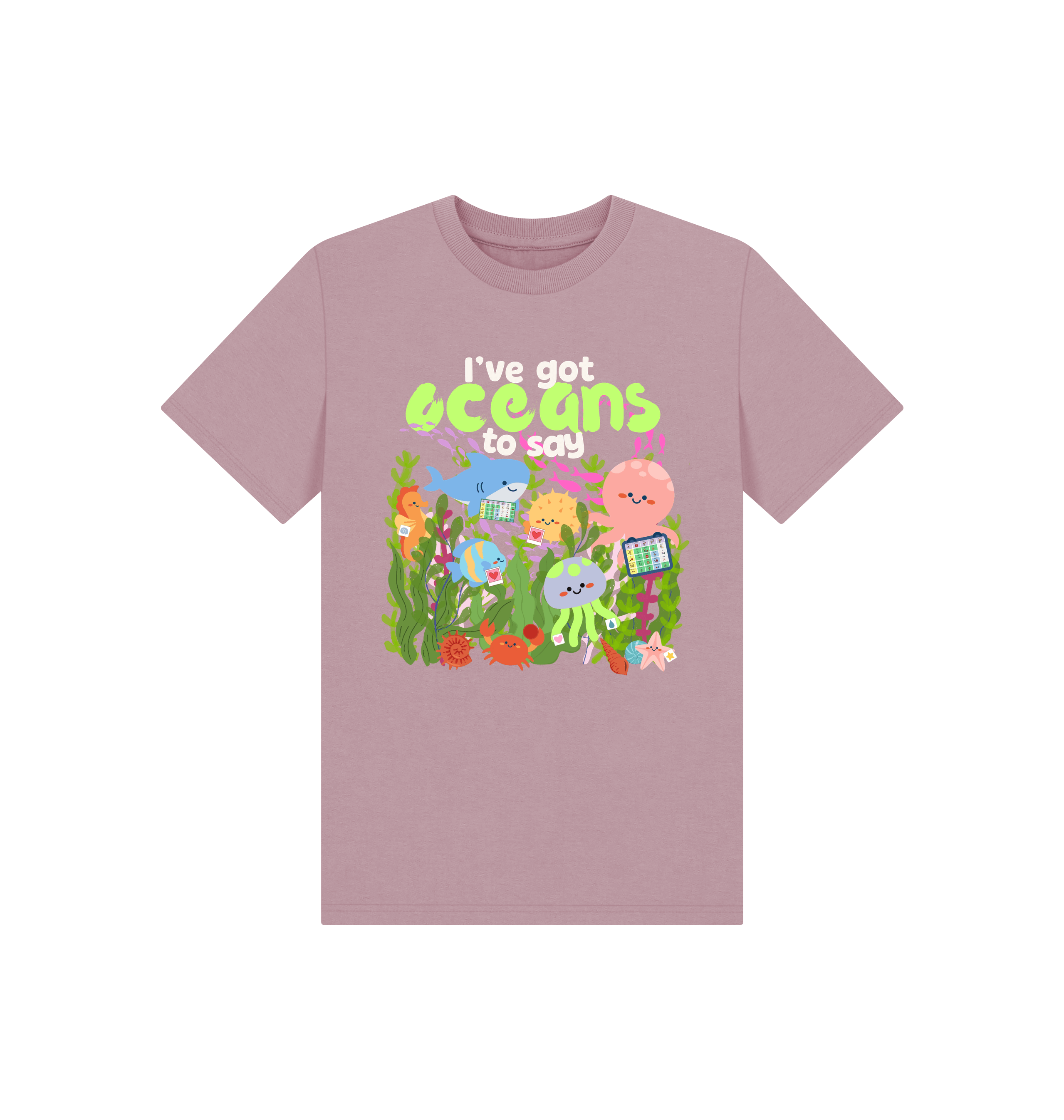 Mauve Printed Kids T-Shirt Front