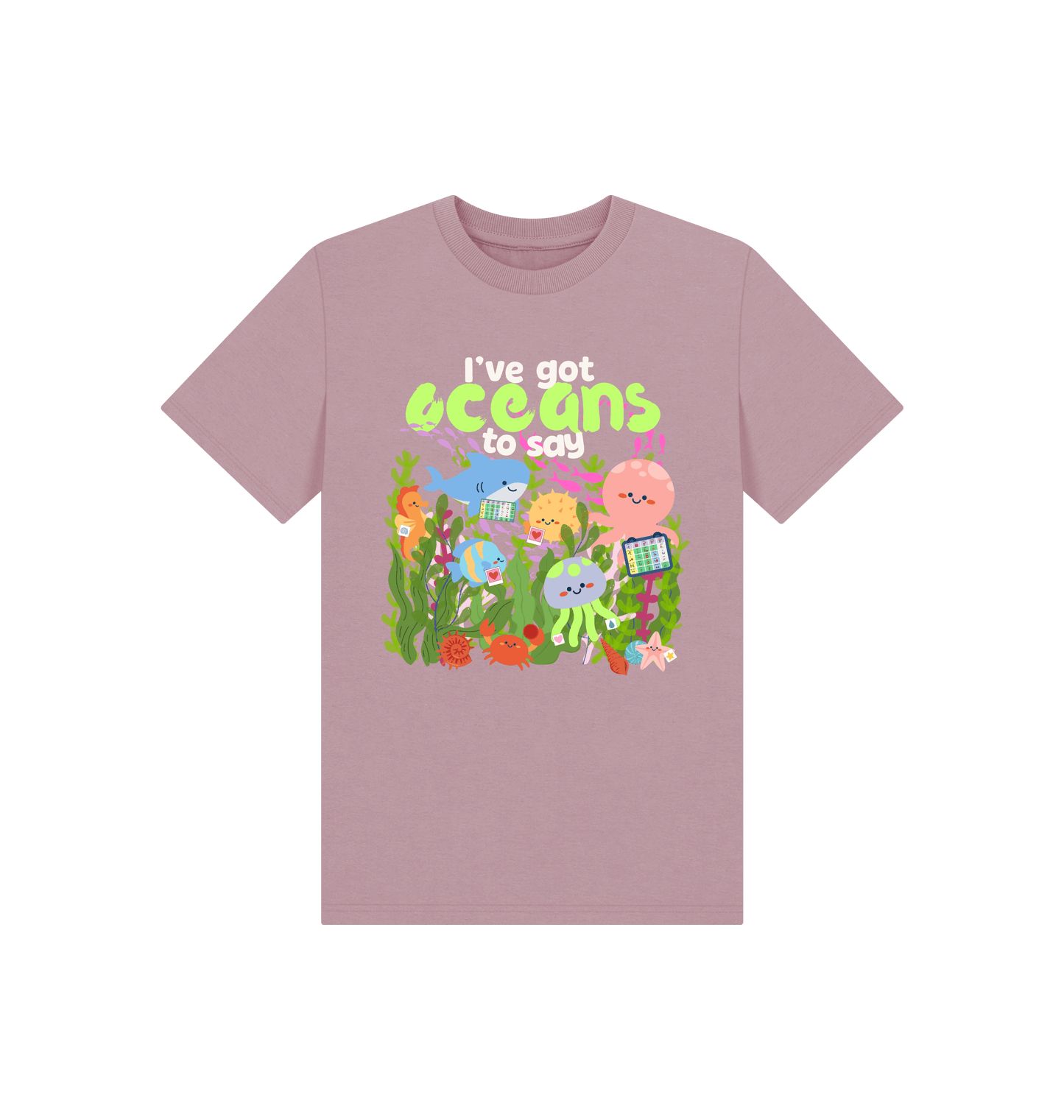 Mauve Printed Kids T-Shirt Front