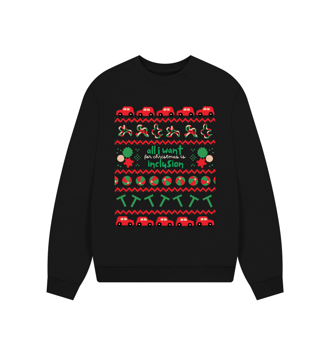 Black Sensory All I want for Christmas Women's oversized sweater (dark)