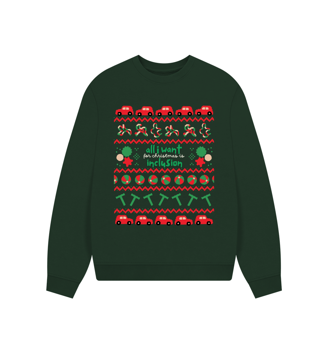 Evergreen Sensory All I want for Christmas Women's oversized sweater (dark)