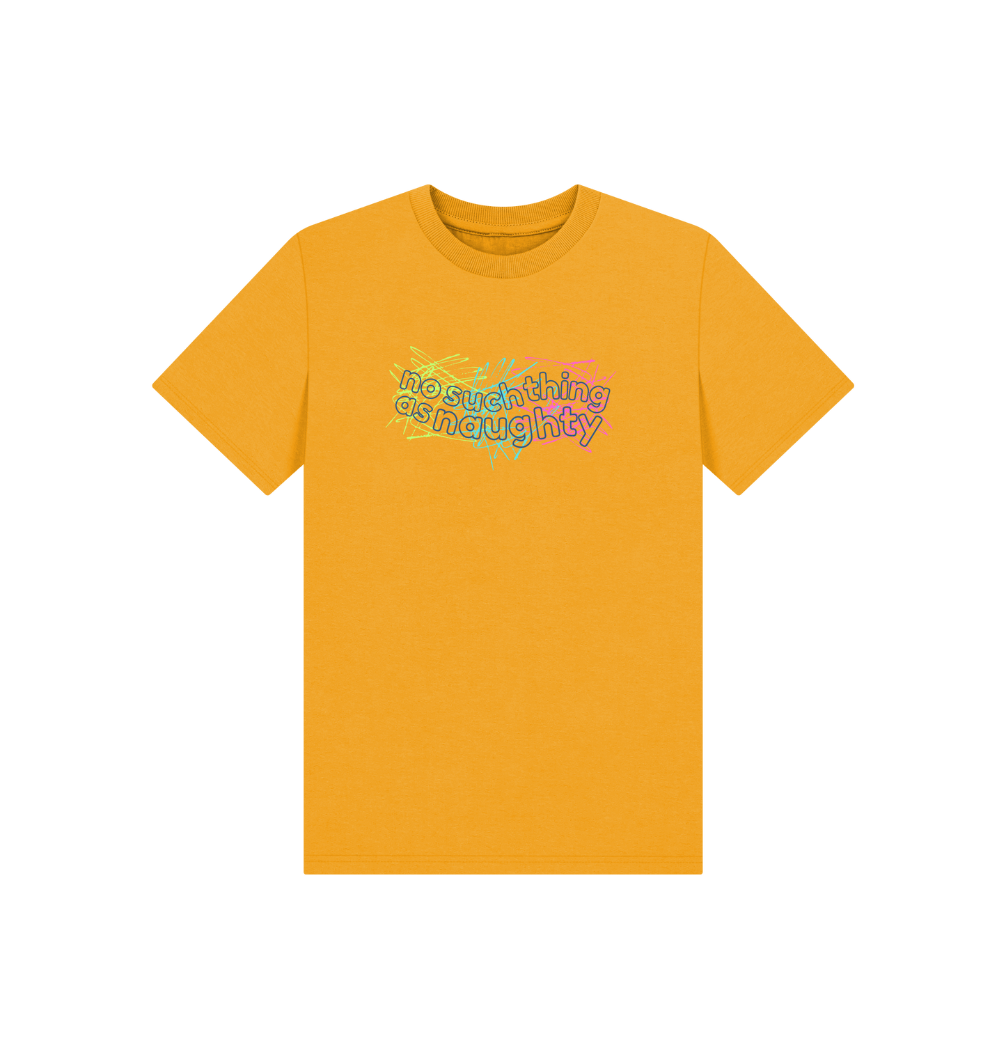 Mustard Printed Kids T-Shirt Front