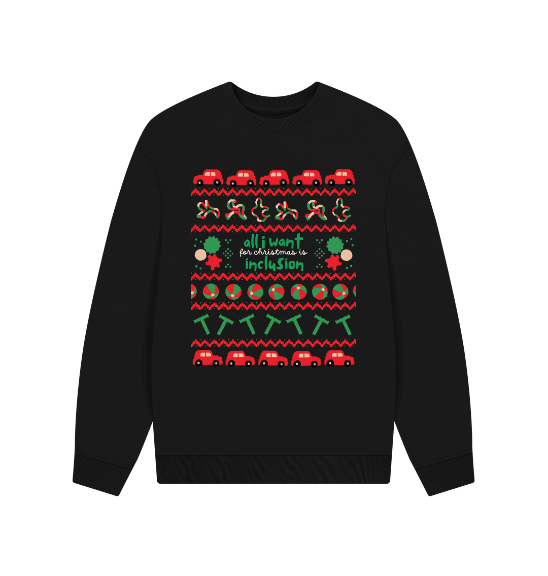 Black Sensory All I want for Christmas Men's oversized sweater (dark)