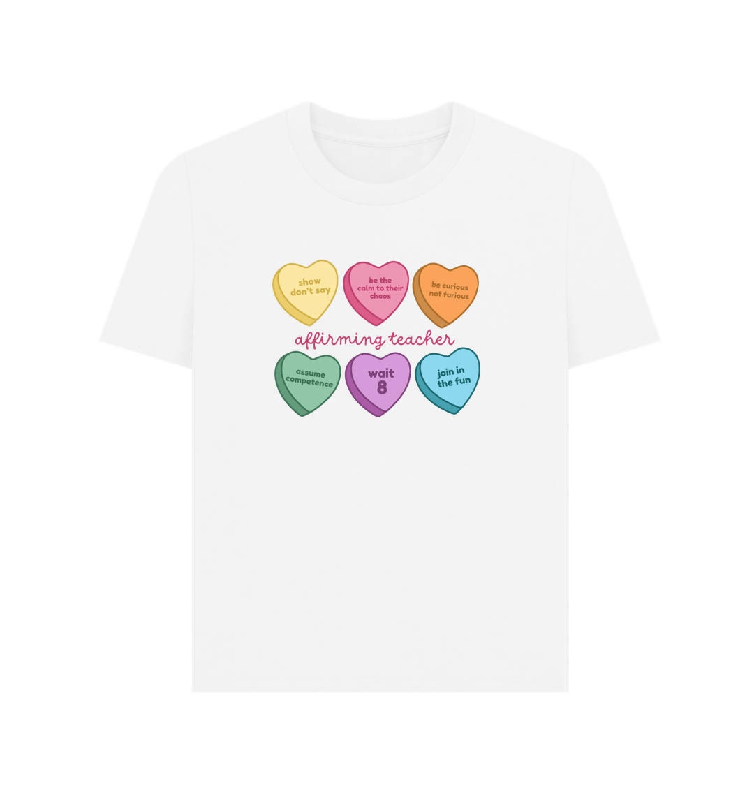 White Valentines Affirming Teacher Women's Tee