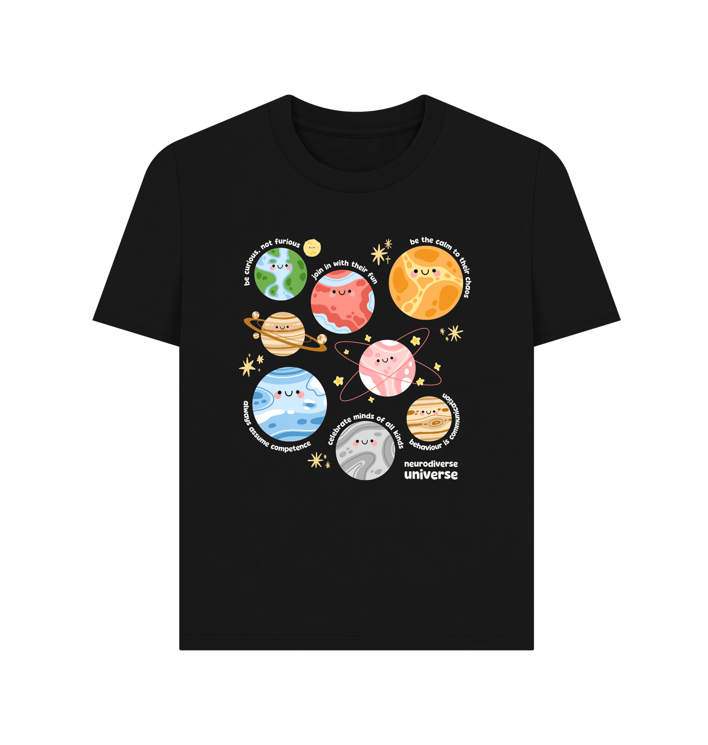 Black Printed T-shirt Front