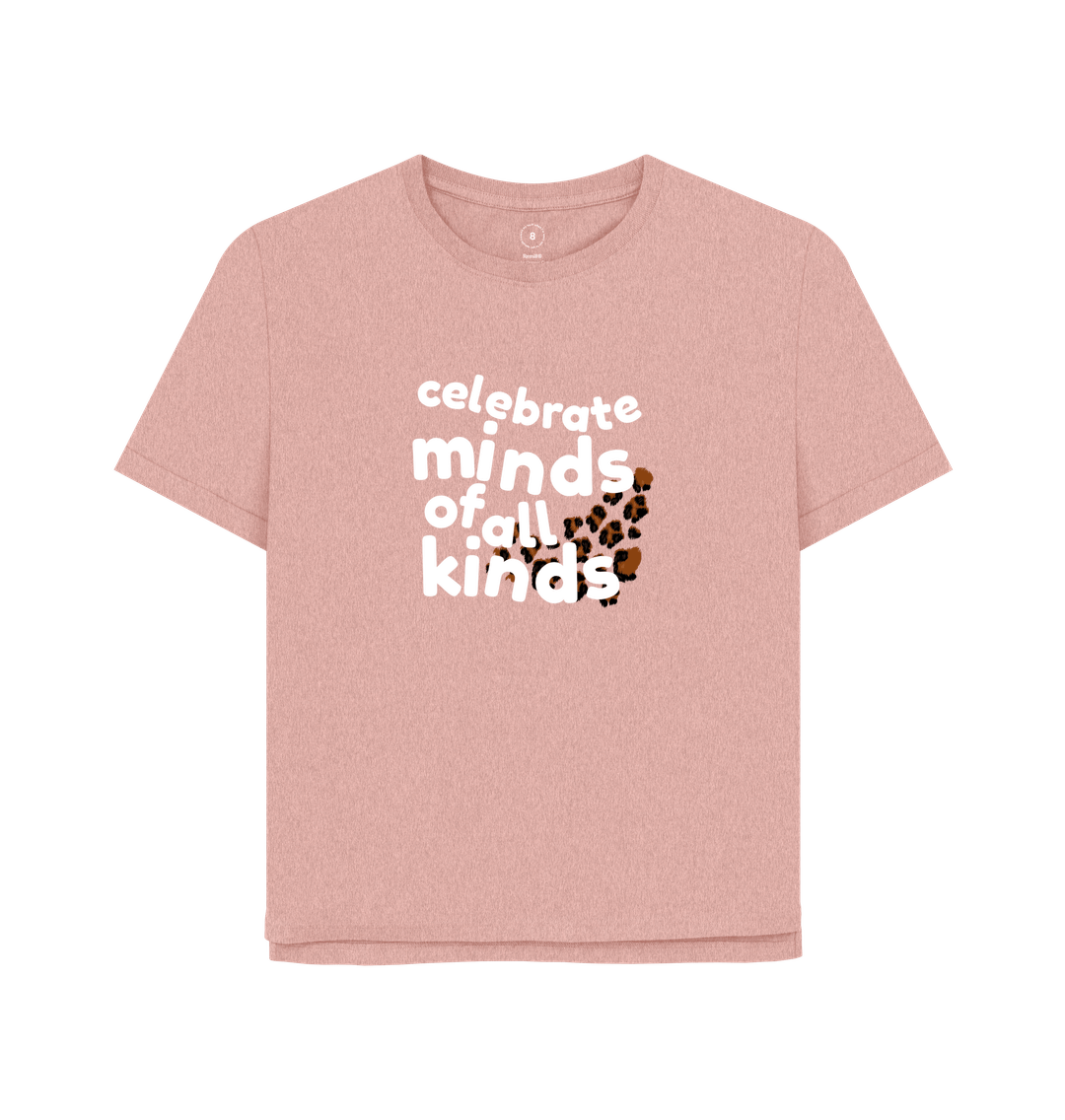 Sunset Pink Celebrate Minds of all Kinds Oversized Women's Tee