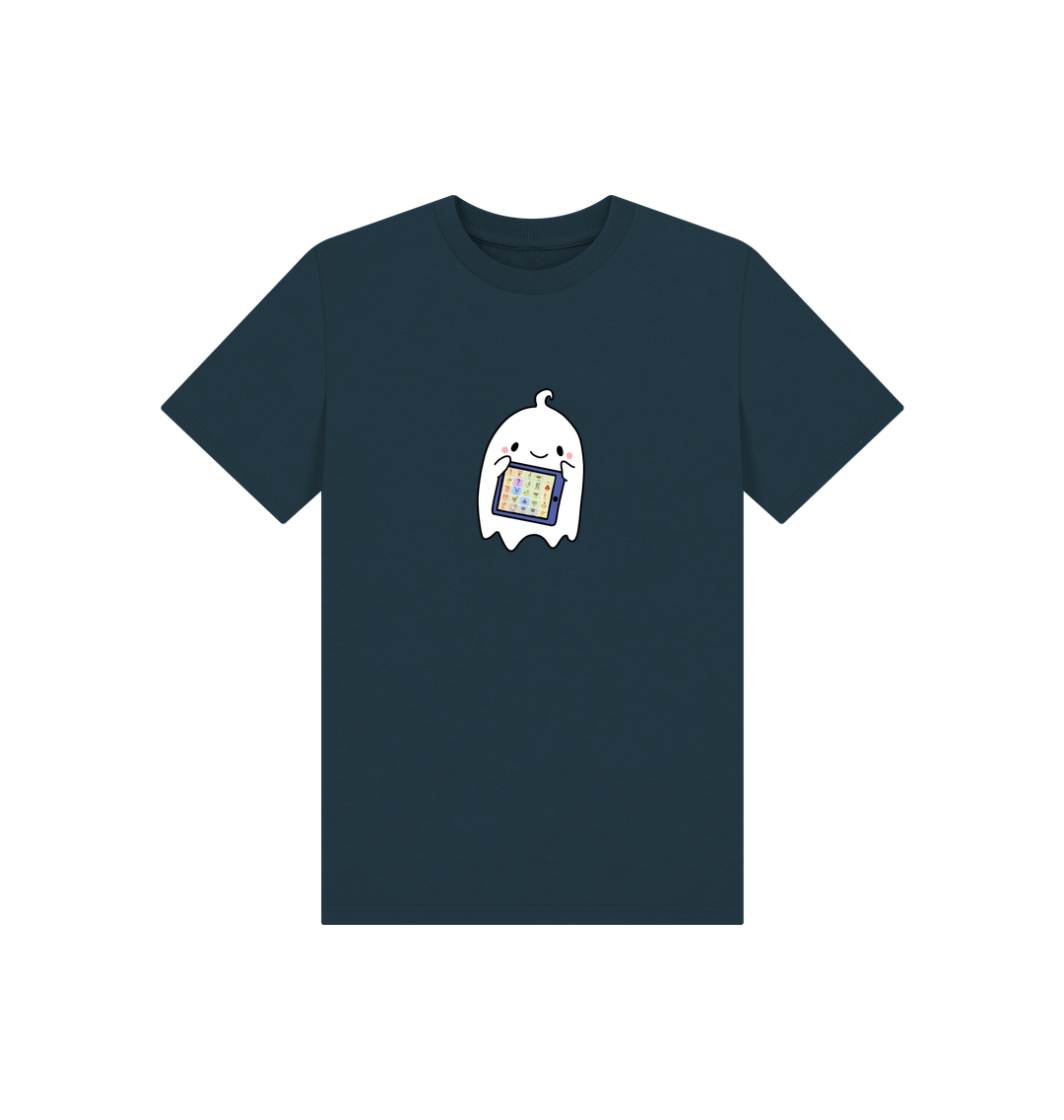Denim Blue Printed Kids T-Shirt Front