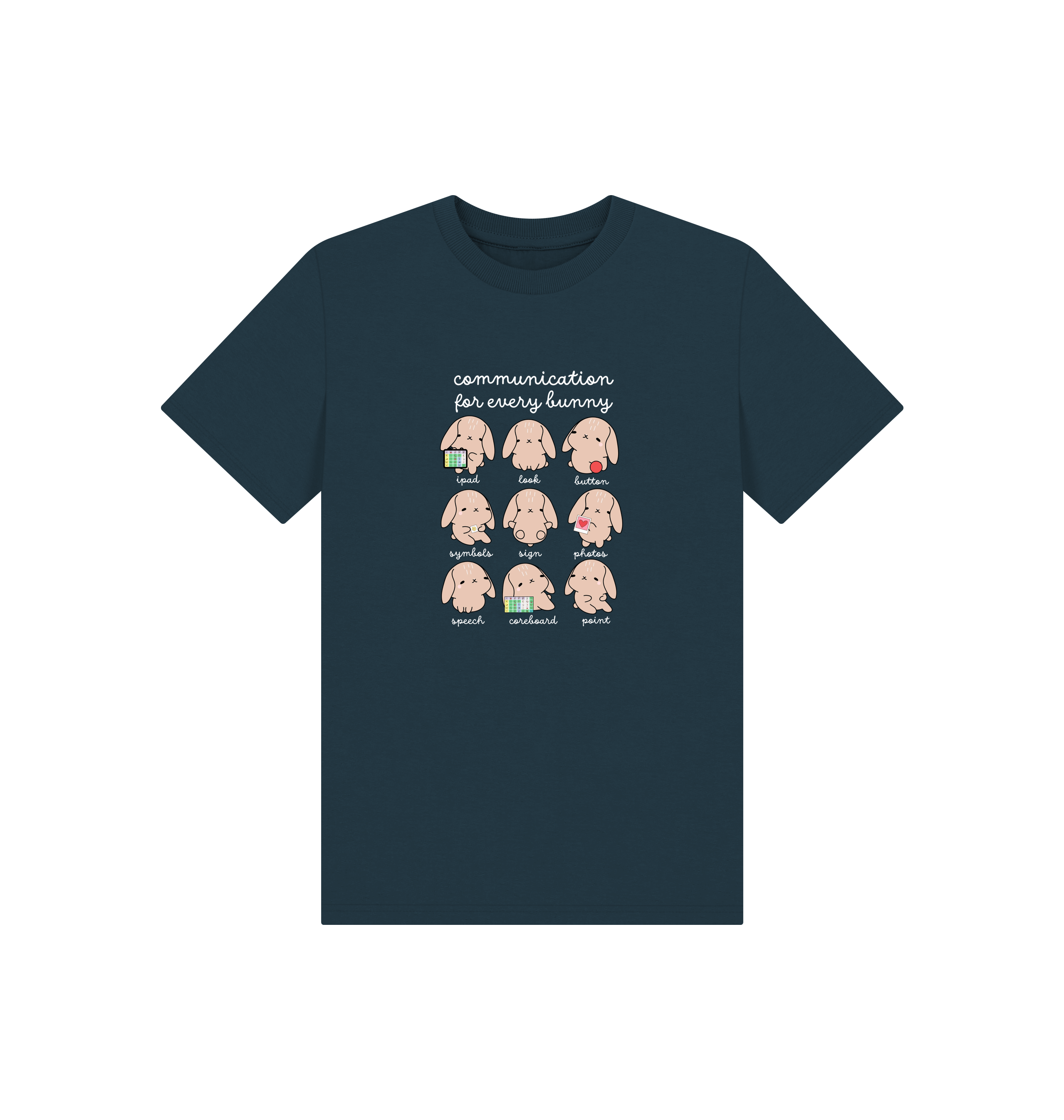 Denim Blue Printed Kids T-Shirt Front