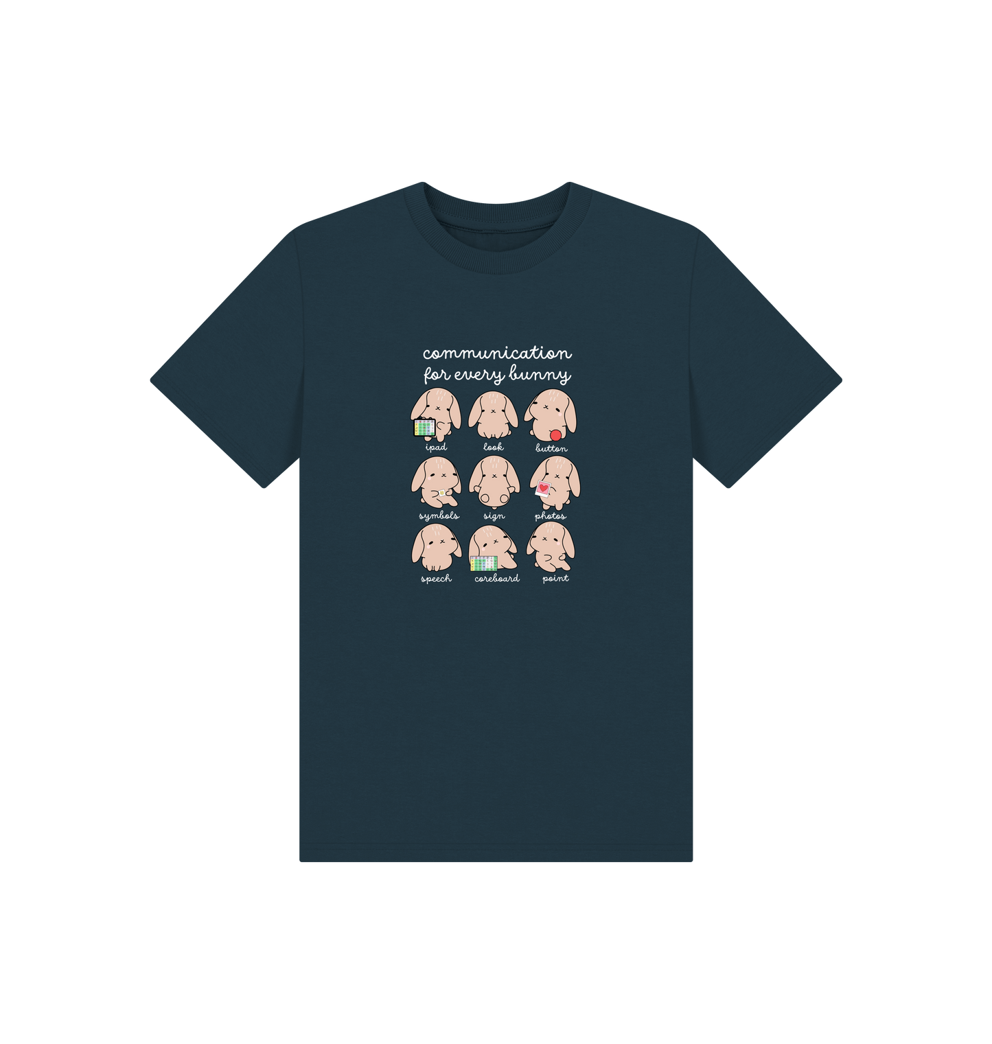 Denim Blue Printed Kids T-Shirt Front