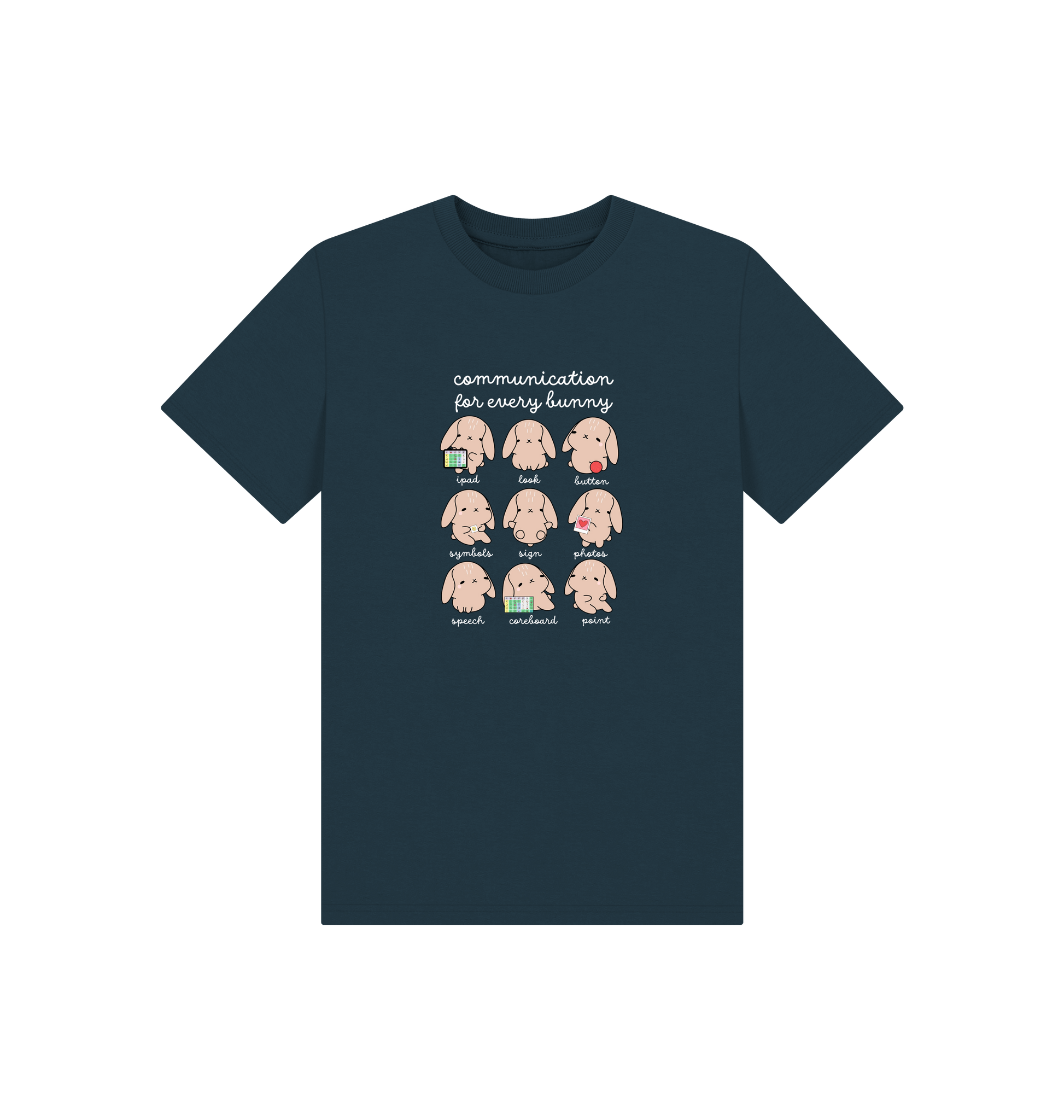 Denim Blue Printed Kids T-Shirt Front