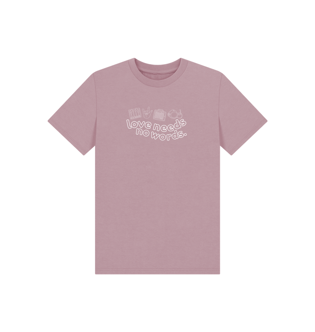 Mauve Love Needs No Words Kids Tee